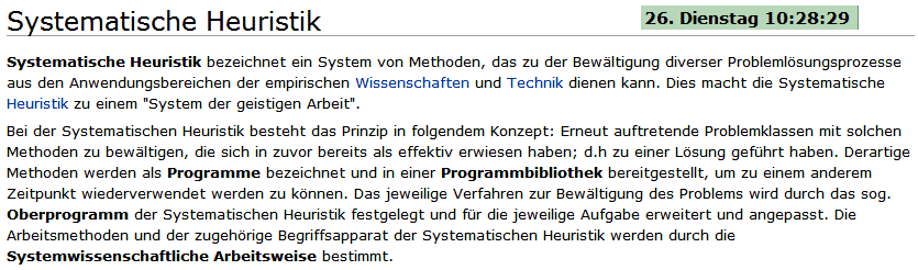 Aktueller Text in Wikipedia - Lemma der SH